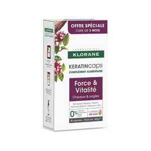 Klorane Keratincaps Force et Vitalité Cheveux & Ongles Cure 3 Mois 90 Capsules - Pharmacie Agnès Praden à Alès
