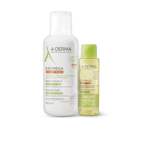 A-Derma Exomega Control Baume Emollient Anti-Grattage 400ml + Huile 100ml - Pharmacie Agnès Praden à Alès