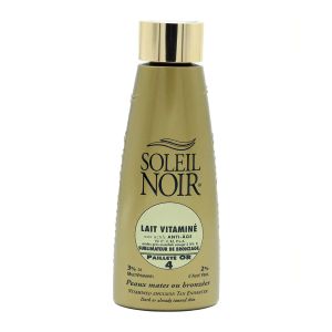 Soleil Noir N°36 Lait Vitamine Sublimateur De Bronzage spf4 Pailleté Or 150ml - Pharmacie Agnès Praden à Alès