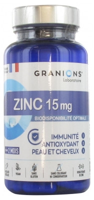 Laboratoire des Granions Bisglycinate de Zinc 15 mg 60 Gélules Végétales - Pharmacie Agnès Praden à Alès