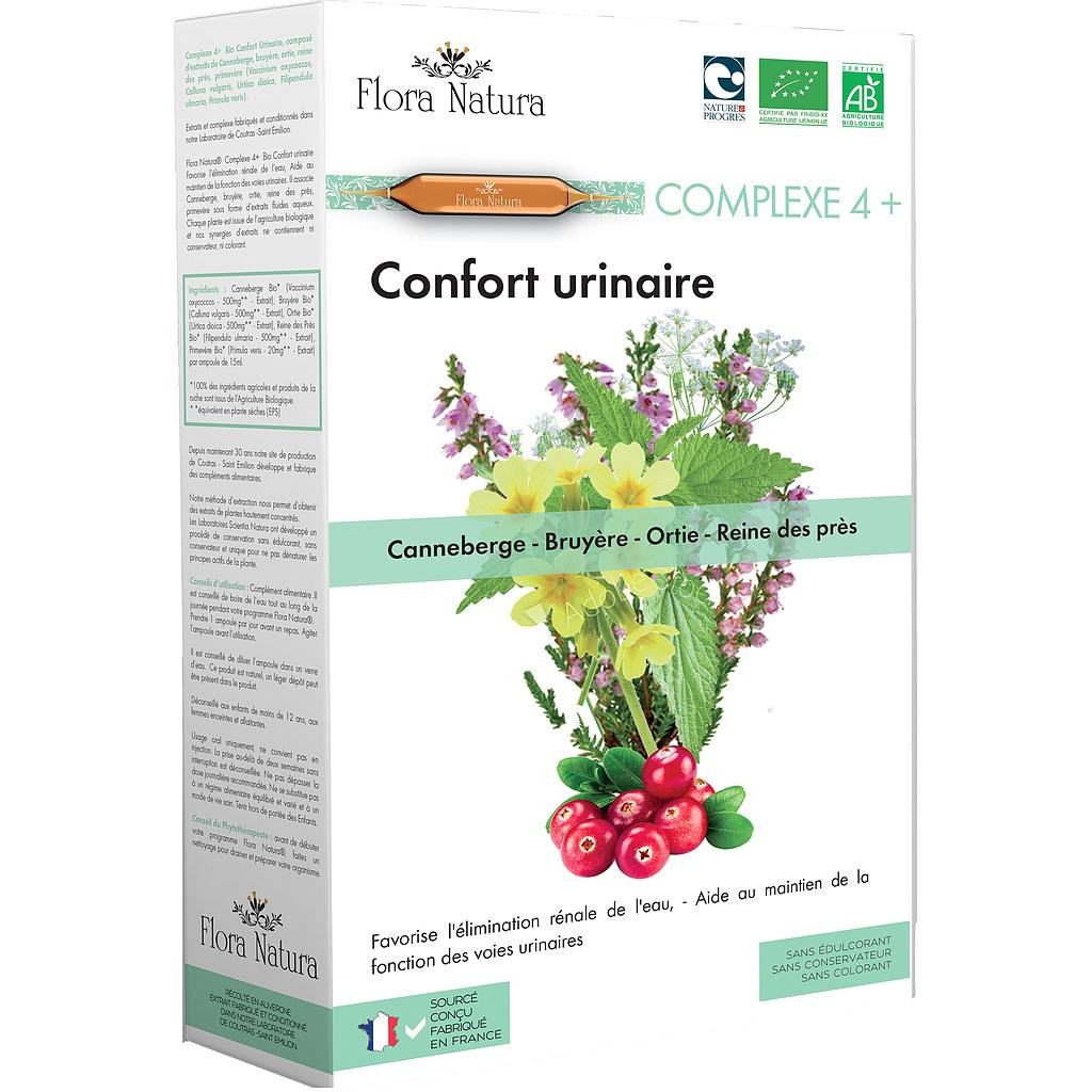 Flora natura complexe 4+ confort urinaire 20 ampoules - Pharmacie Agnès Praden à Alès