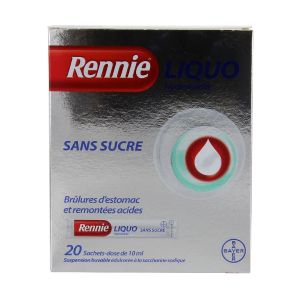 Bayer RennieLiquo Sans Sucre 20 Sachets/10 ml - Pharmacie Agnès Praden à Alès