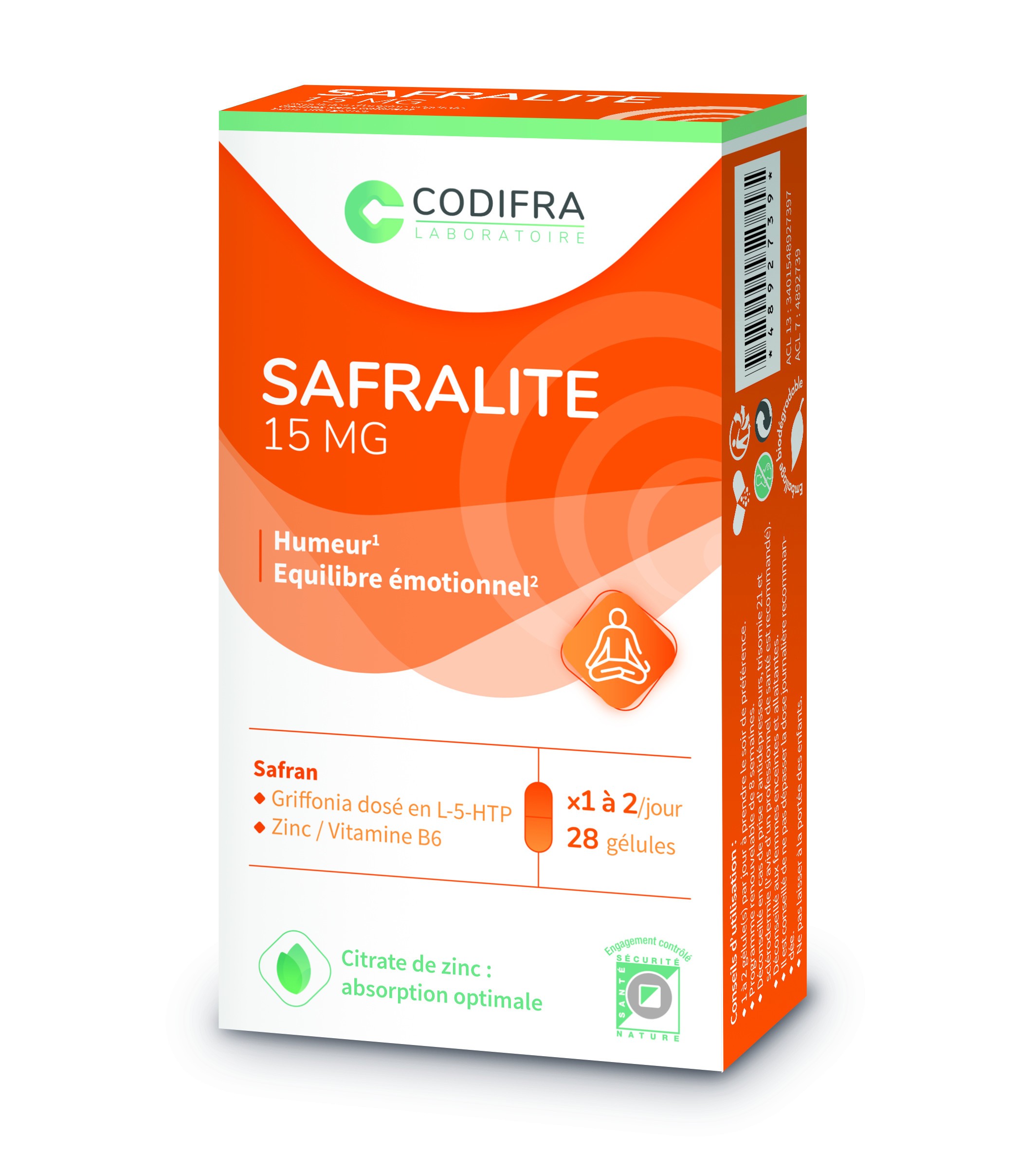 Codifra Safralite 15mg 28 gélules - Pharmacie Agnès Praden à Alès