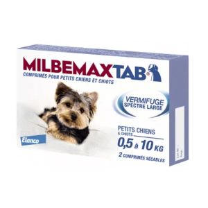 Elanco Milbemax Tab Chiens Vermifuge - 0,5 à 10 kg - 2 Comprimés - Pharmacie Agnès Praden à Alès