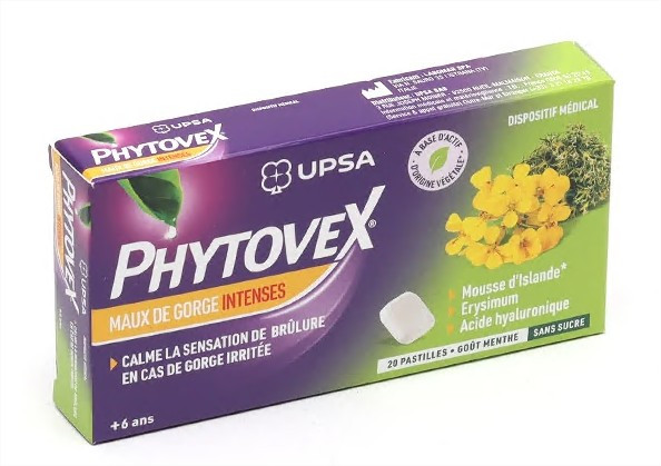 UPSA Phytovex maux de gorge intense 20 pastilles - Pharmacie Agnès Praden à Alès