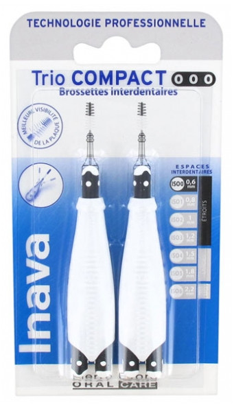 Inava Trio Compact 6 Brossettes Interdentaires - Taille  0,6 mm - Pharmacie Agnès Praden à Alès