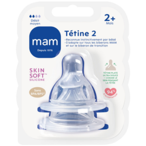 Mam Tétine Silicone Débit 2 Moyen x 2 - Pharmacie Agnès Praden à Alès