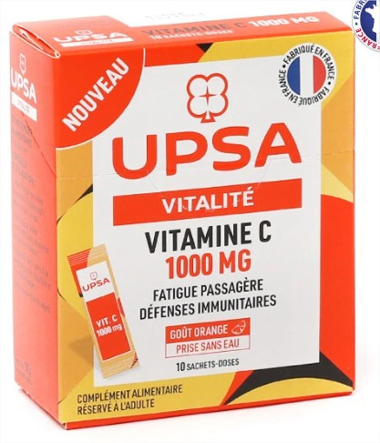 UPSA Vitalité Vitamine C 1000 mg 10 sachets doses - Pharmacie Agnès Praden à Alès
