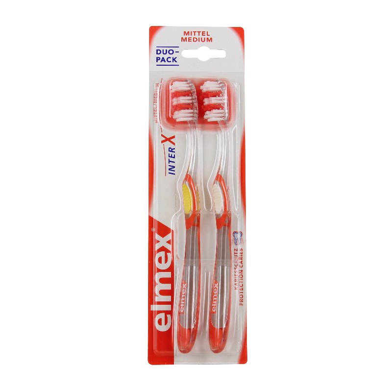 Elmex Protection Caries Brosse à Dents InterX Medium Duo Pack - Pharmacie Agnès Praden à Alès