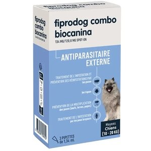 Biocanina Fiprodog Combo Chiens de 10 à 20kg, 3 Pipettes - Pharmacie Agnès Praden à Alès