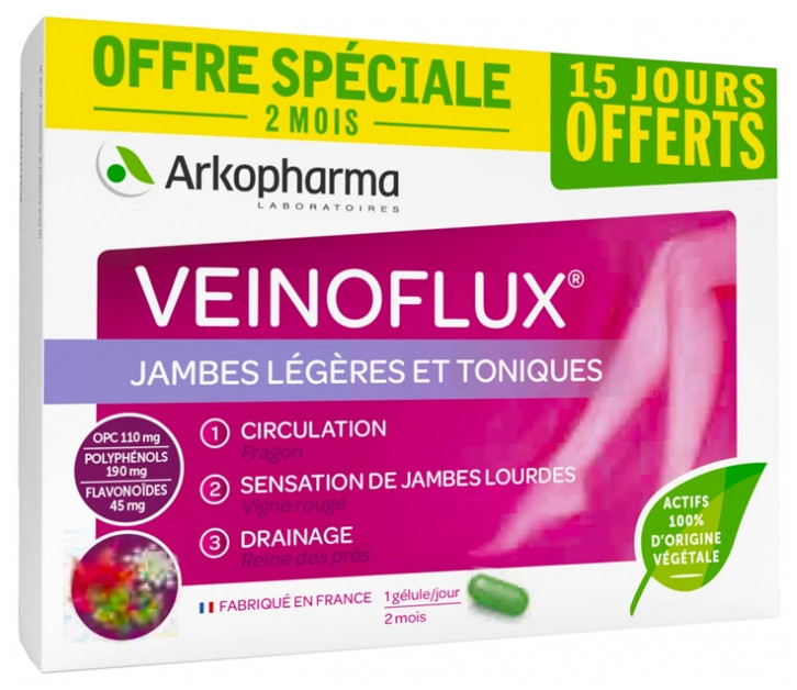 Veinoflux Jambes Légères et Toniques 60 Gélules - Pharmacie Agnès Praden à Alès