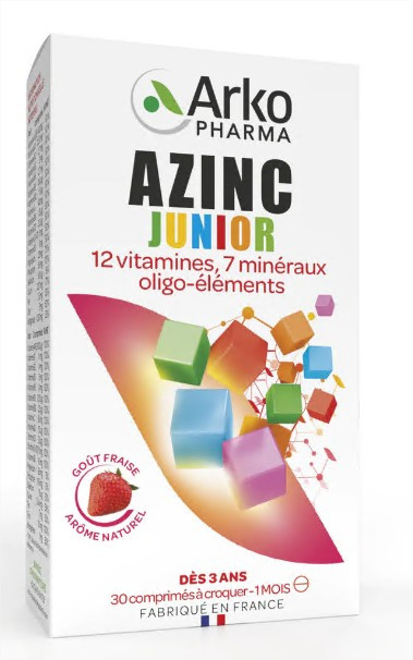 Arkopharma Azinc vitalité junior 30 comprimés à croquer goût fraise - Pharmacie Agnès Praden à Alès