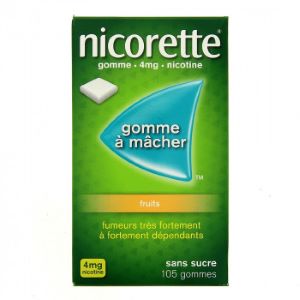 Johnson & Johnson Nicorette 4 mg Fruits Sans Sucre 105 Gommes à Mâcher - Pharmacie Agnès Praden à Alès
