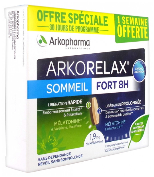 Arkorelax Sommeil Fort 8H 30 Comprimés - Pharmacie Agnès Praden à Alès