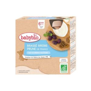 Babybio Brassés Lait de Brebis & Prune Dès 6 Mois 4x85g - Pharmacie Agnès Praden à Alès