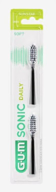 Gum Recharges brosse à dents sonic daily noire x2 - Pharmacie Agnès Praden à Alès