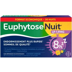 Euphytose Nuit LP 1,9 mg Mélatonine 30 Comprimés - Pharmacie Agnès Praden à Alès