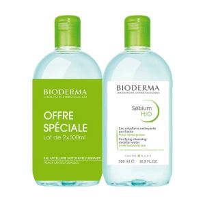 Bioderma Sebium Eau micellaire H2O Peaux grasses 2x500 ml