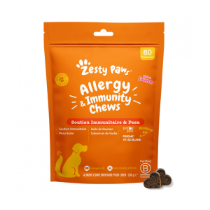 Zesty Paws Allergy & Immunity Chews Soutien Immuniataire & Peau 60 friandises au saumon  - Pharmacie Agnès Praden à Alès