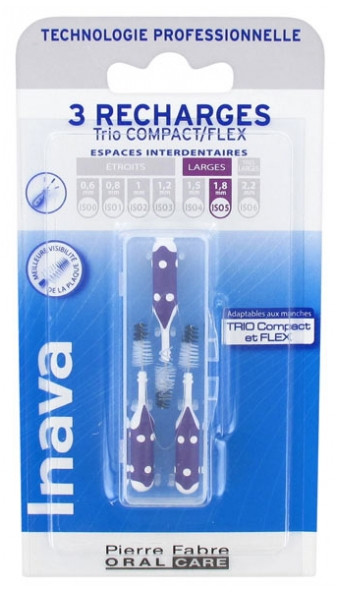 Inava Trio Brossettes 3 Recharges pour Trio Compact/Flex - Taille : ISO5 1,8 mm - Pharmacie Agnès Praden à Alès