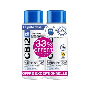 Cb12 Bain De Bouche Sans Alcool Arôme Menthe 2x250ml - Pharmacie Agnès Praden à Alès