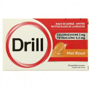 Drill Miel Rosat 24 Pastilles à Sucer - Pharmacie Agnès Praden à Alès