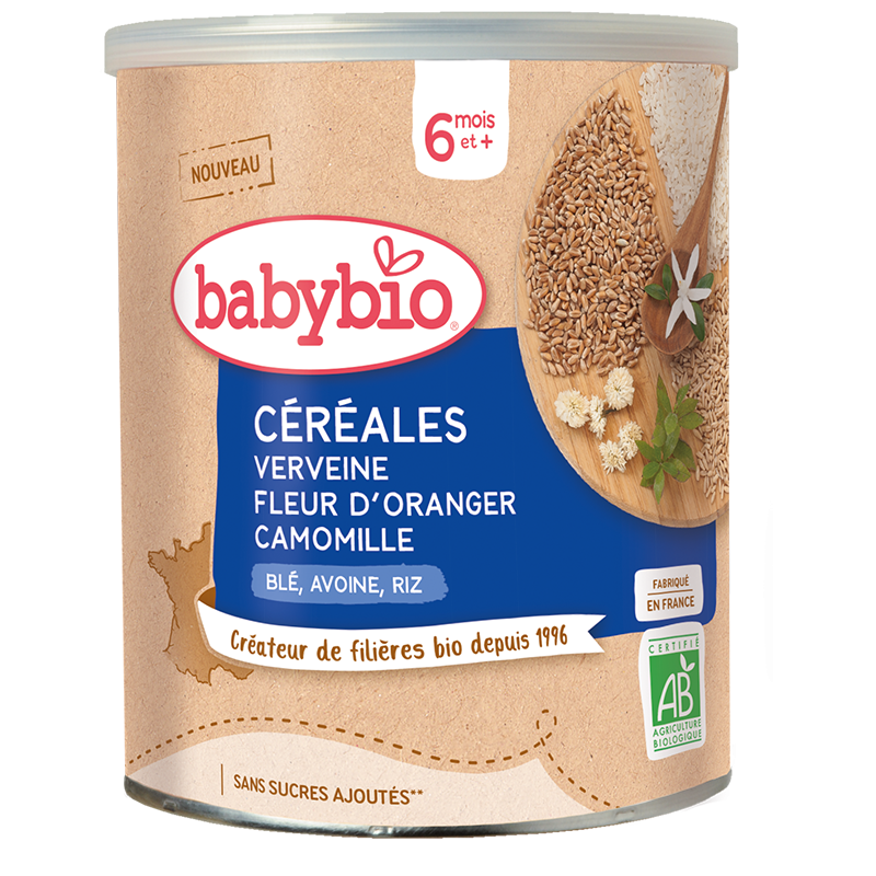 BabyBio Céréales Verveine Fleur Oranger Camomille 220g - Pharmacie Agnès Praden à Alès
