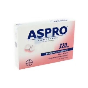 Bayer Aspro 320mg 60 Comprimés - Pharmacie Agnès Praden à Alès