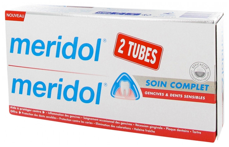 Meridol Dentifrice Soin Complet Gencives & Dents Sensibles Lot de 2 x 75 ml - Pharmacie Agnès Praden à Alès