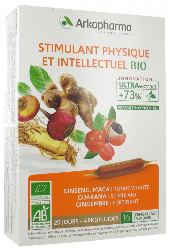 Arkopharma Arkofluides Stimulant Physique et Intellectuel Bio 20 Ampoules - Pharmacie Agnès Praden à Alès