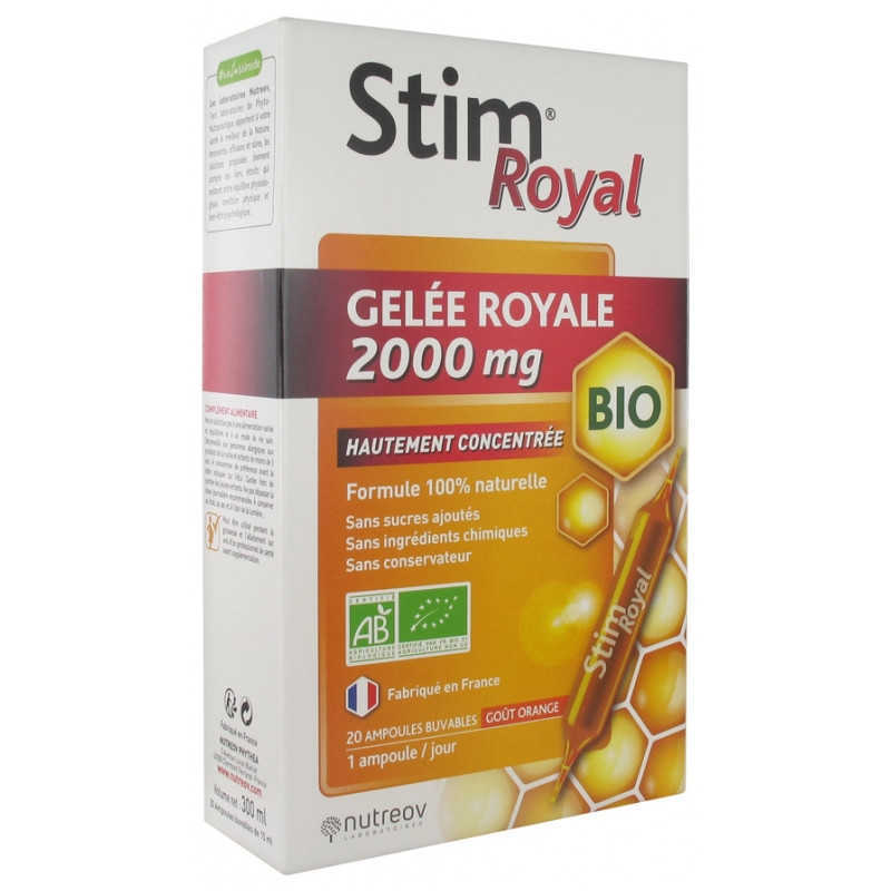 Nutreov stim royal gelée royale 2000mg 20 ampoules - Pharmacie Agnès Praden à Alès
