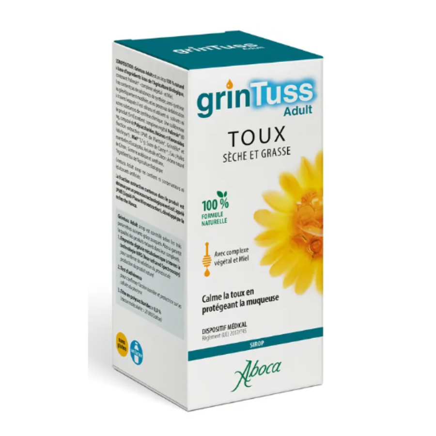 Aboca Grintuss Adulte Sirop 128 ml  - Pharmacie Agnès Praden à Alès