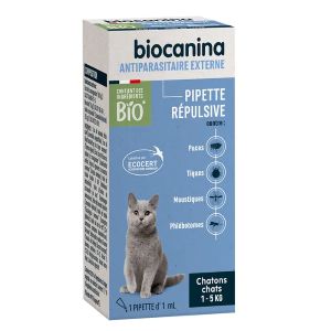 Biocanina Antiparasitaire Externe Pipette Répulsive Chatons Chats 1 - 5kg 1 pipette - Pharmacie Agnès Praden à Alès
