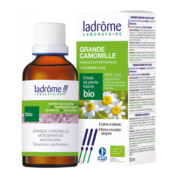 Ladrôme extrait de plante fraîche bio grande camomille 50ml - Pharmacie Agnès Praden à Alès