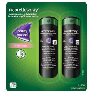 Johnson & Johnson Nicorette Spray Pulvérisation Buccale Fruits Rouges x2  - Pharmacie Agnès Praden à Alès