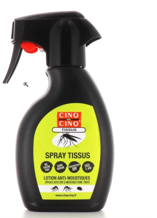Bausch & Lomb Cinq Sur Cinq Spray Anti-Moustiques Tissus 250 ml - Pharmacie Agnès Praden à Alès