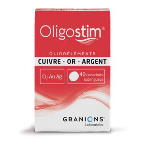 Laboratoire des Granions Oligostim Cuivre Or Argent 40 Comprimés - Pharmacie Agnès Praden à Alès