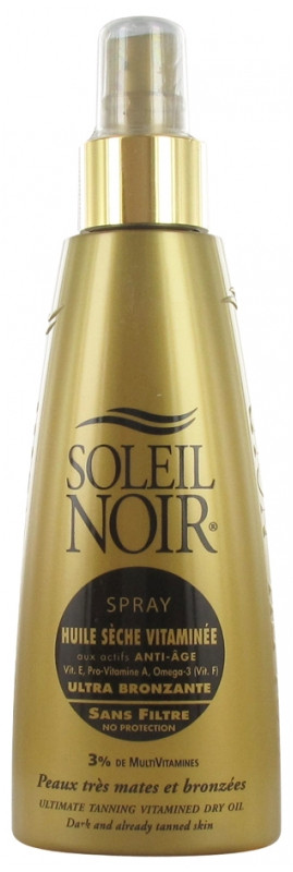 Soleil Noir Huile Sèche Vitaminée Ultra Bronzante Sans Filtre Spray 150 ml - Pharmacie Agnès Praden à Alès
