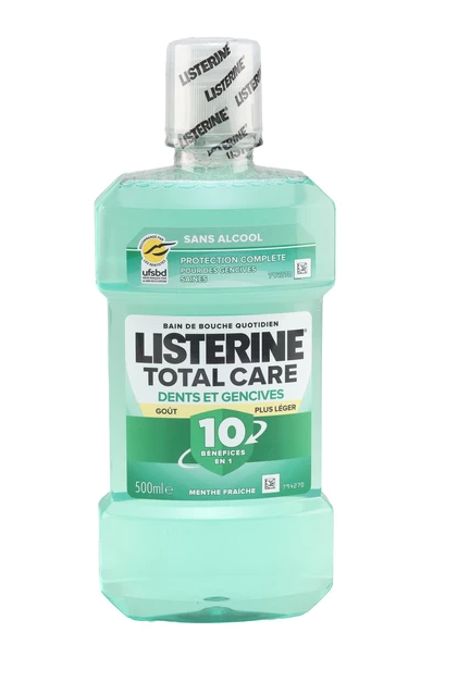 Listerine Bain de bouche Total Care Dents et Gencives Goût Plus Léger - 500ml - Pharmacie Agnès Praden à Alès