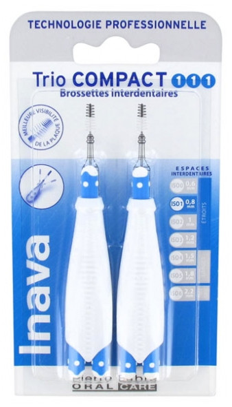 Inava Trio Compact 6 Brossettes Interdentaires - Taille 0,8 mm - Pharmacie Agnès Praden à Alès