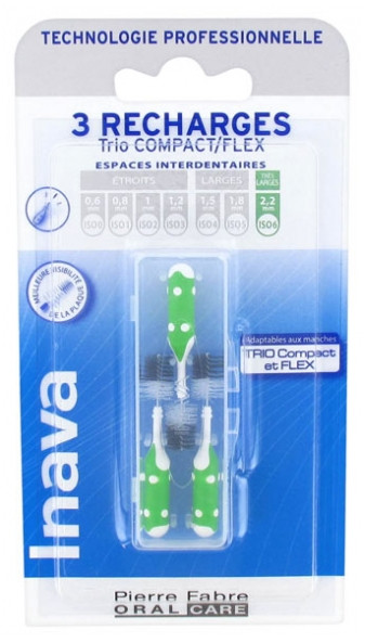 Inava Trio Brossettes 3 Recharges pour Trio Compact/Flex - Taille : ISO6 2,2 mm - Pharmacie Agnès Praden à Alès