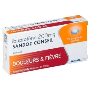 Sandoz Ibuprofène 200 mg 20 Comprimés - Pharmacie Agnès Praden à Alès