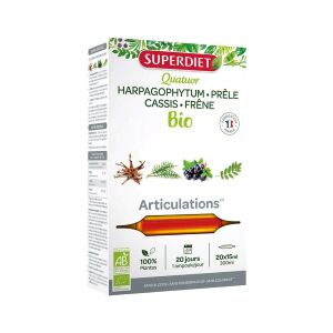 Superdiet Quatuor Articulations Bio 20 Ampoules - Pharmacie Agnès Praden à Alès