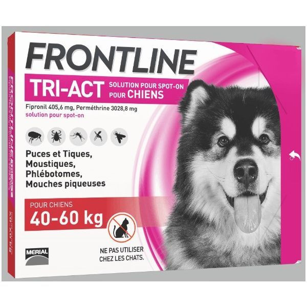Boehringer Frontline Tri-Act chiens 40-60kg 3 pipettes - Pharmacie Agnès Praden à Alès