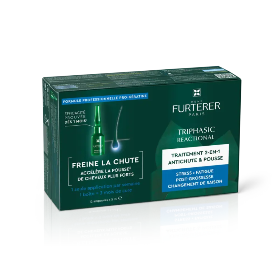 René Furterer Triphasic Reactional Traitement 2 en 1 Antichute Réactionnelle 12 x 5,5ml  - Pharmacie Agnès Praden à Alès