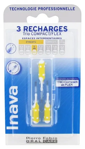 Inava Trio Brossettes 3 Recharges pour Trio Compact/Flex - Taille : ISO2 1 mm - Pharmacie Agnès Praden à Alès