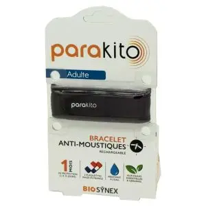 Parakito Bracelet Noir - Bracelet Anti Moustiques Rechargeable - Aux Huiles Essentielles - Bte/1