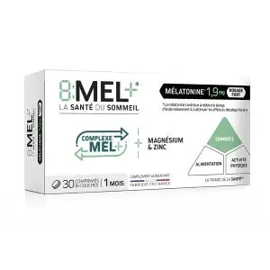 8:Mel+ Mélatonine 1,9mg 30 Comprimés Bi-Couches