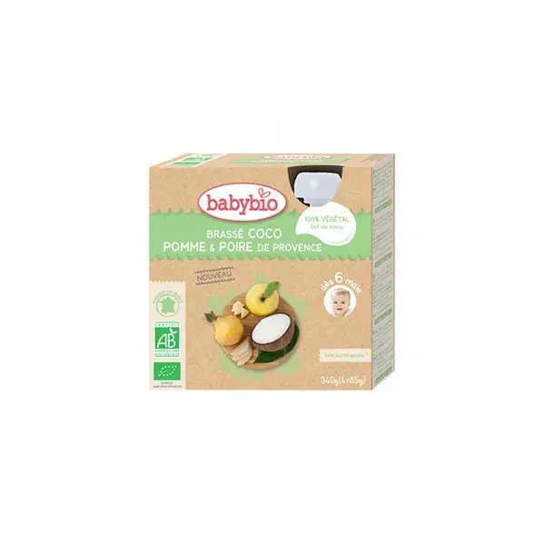 Babybio 4 gourdes lait coco pomme poire 340g