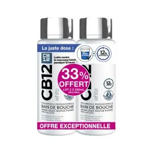 Cb12 Bain De Bouche Sans Alcool Arôme Léger Menthe Poivrée 2x250ml - Pharmacie Agnès Praden à Alès